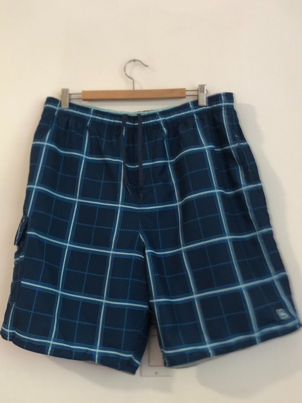 Quicksilver Blue Windowpane Plaid Board shorts Mens Swim trunks XL